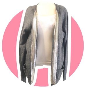 IRO IRWIN CARDIGAN, CHAIN METAL CLOSURE, S/M GREY